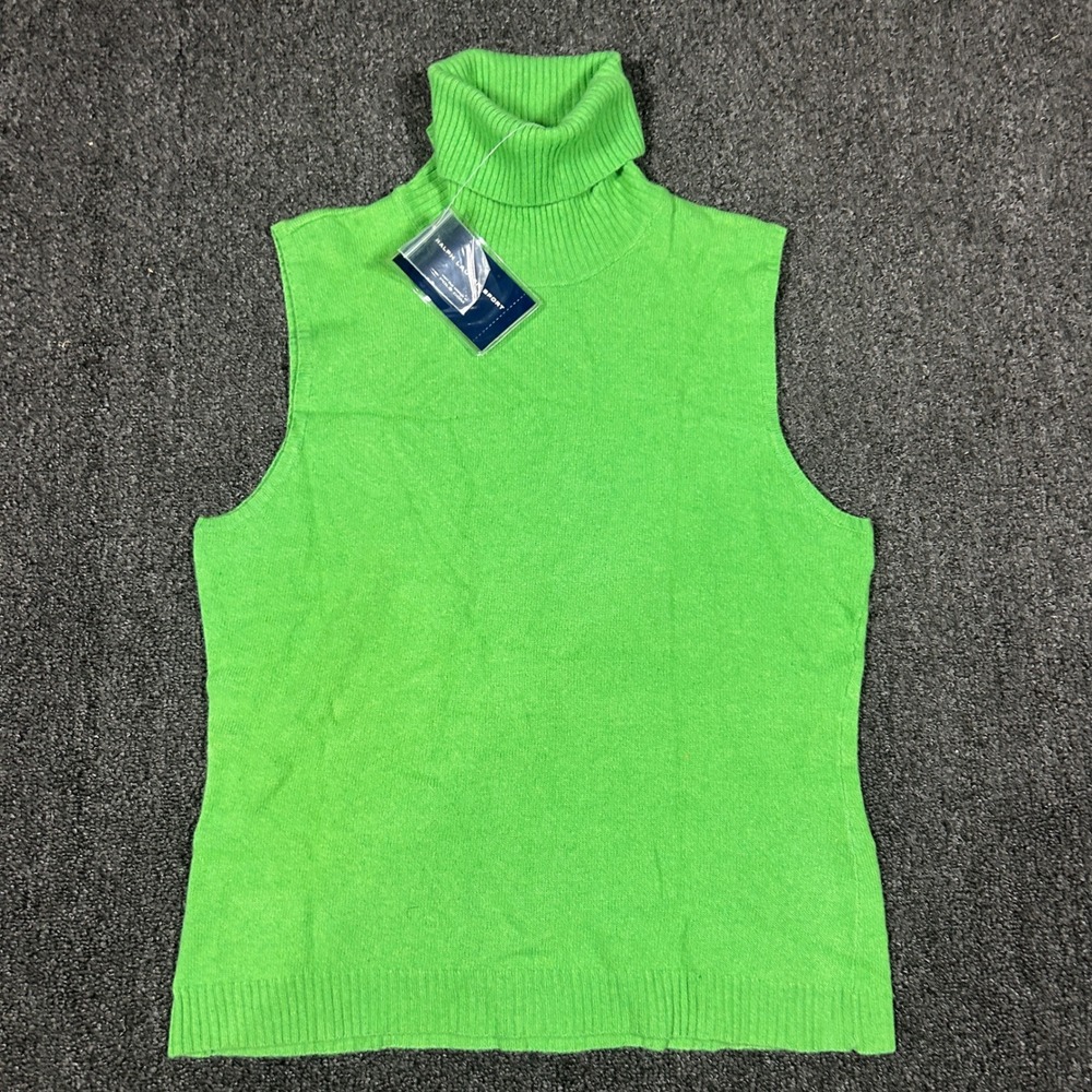 Ralph Lauren Sport Turtleneck Sweater Womens L Green NWT Wool Cashmere Vest